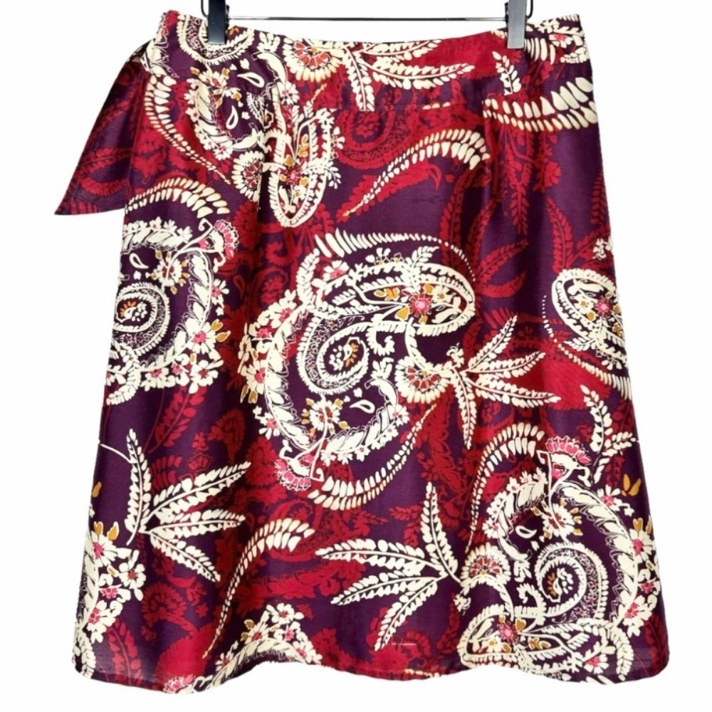Talbots Petites Wrap‎ Mini Silk Skirt Size 10P Paisley